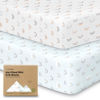 Picture of Pack and Play Sheets Fitted, 2-Pack Mini Crib Sheets - Pack N Play Sheets, Organic Fitted Crib Sheet for Pack and Play Mattress, Playard Baby Crib Sheets, Crib Sheets Neutral for Boys (Jolly Rainbow)