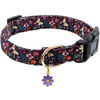 Picture of Faygarsle Cotton Designer Dogs Collar Cute Flower Dog Collars for Girl Female Small Medium Large Dogs with Purple Flower Charms L