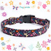 Picture of Faygarsle Cotton Designer Dogs Collar Cute Flower Dog Collars for Girl Female Small Medium Large Dogs with Purple Flower Charms L