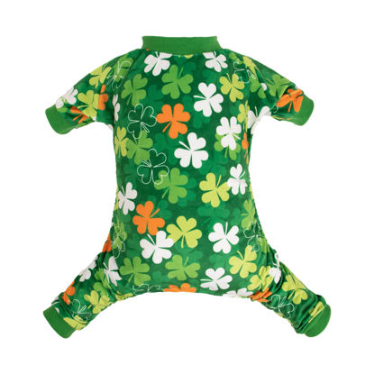 Picture of CuteBone Clover St.Patrick's Day Small Dog Pajamas Soft Puppy Pjs Fleece Stretchy Onesie Cat Clothes for Daily Wear P275XS