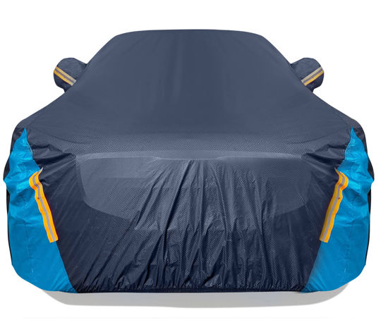 Picture of Car Cover Waterproof All Weather for Automobiles, 6 Layers Outdoor Full Exterior Cover Rain Sun UV Snowproof Protection with Zipper Cotton, Mirror Pocket for Sedan (173-183 inch)