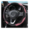 Picture of Car Steering Wheel Cover, Microfiber PU Leather Elastic Carbon Fiber Auto Steering Wheel Protector, 15 Inch Breathable Anti-Slip for Women Men, Car Interior Accessories for Most Cars (Black/Pink)