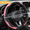 Picture of Car Steering Wheel Cover, Microfiber PU Leather Elastic Carbon Fiber Auto Steering Wheel Protector, 15 Inch Breathable Anti-Slip for Women Men, Car Interior Accessories for Most Cars (Black/Pink)