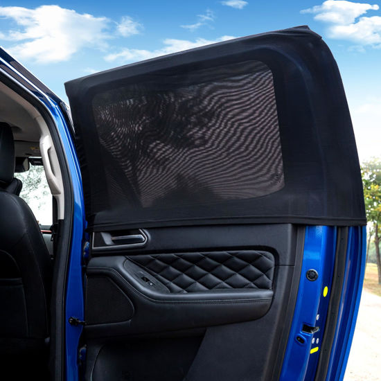 Picture of Car Rear Side Window Shades for Pickup Trucks,7 Seats Larger SUVs, Super Stretchy Mesh Car Sun Shade Mosquito Net Covers, Anti-Sun Glare, Reduce UV Rays,Privacy Protecstion