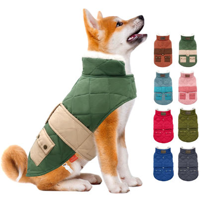 Picture of KYEESE Dog Coats Warm Windproof Waterproof Dog Jacket Padded Sherpa with Leash Hole for Medium Dogs Winter Turtleneck Cold Weather Coats, Green, XXL