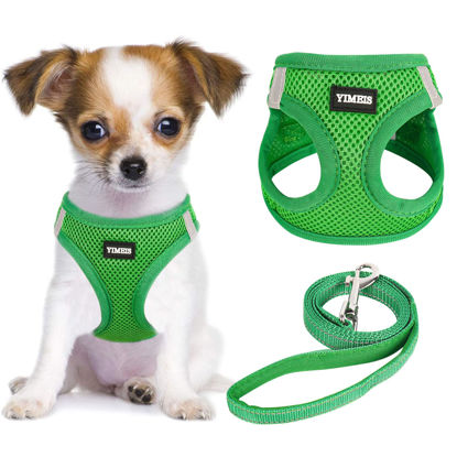 Picture of YIMEIS Dog Harness and Leash Set, No Pull Soft Mesh Pet Harness, Reflective Adjustable Puppy Vest for Small Medium Large Dogs, Cats (Green, Medium (Pack of 1)