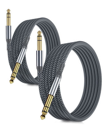 Picture of 6.35mm TRS Instrument Cable 20FT 2-Pack,Straight 1/4 Inch Male Jack Stereo Audio Interconnect Cord,6.35 Balanced Lead Line for Electric Guitar,Bass,Keyboard,Mixer,Amplifier,Amp,Speaker,Equalizer
