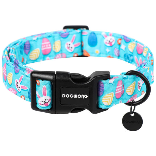 Picture of DOGWONG Easter Dog Collar, Colorful Egg Dog Collar Soft Durable Adjustable Costume Cute Easter Puppy Collar for Small Medium Large Dog