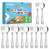 Picture of DRKIO Stainless Steel Toddler Utensils Set - 12 Pieces Kids Silverware Set Children Safe Food Grade Small Forks and Spoons Dishwasher Safe Mirror Polished