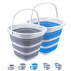 Picture of 2 Pack Collapsible Buckets 10L 2.6 Gallon Cleaning Bucket Mop Bucket Folding Foldable Portable Small Plastic Water Supplies for Outdoor Garden Camping Fishing Car Wash Space Saving Square Grey Blue