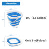 Picture of 2 Pack Collapsible Buckets 10L 2.6 Gallon Cleaning Bucket Mop Bucket Folding Foldable Portable Small Plastic Water Supplies for Outdoor Garden Camping Fishing Car Wash Space Saving Square Grey Blue