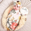 Picture of Galabloomer Newborn Receiving Blanket Headband Set Flower Print Baby Swaddle Blankets (Garden Flower)