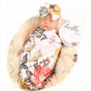 Picture of Galabloomer Newborn Receiving Blanket Headband Set Flower Print Baby Swaddle Blankets (Garden Flower)