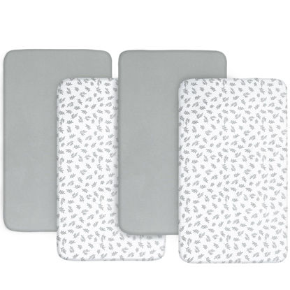 Picture of 4-Pack Fitted Bassinet Sheets for Boys and Girls - Breathable, Soft Microfiber Baby Bassinet Sheet Universal Fit for Most Rectangle, Oval, Hourglass Bassinet Mattress