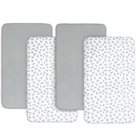 Picture of 4-Pack Fitted Bassinet Sheets for Boys and Girls - Breathable, Soft Microfiber Baby Bassinet Sheet Universal Fit for Most Rectangle, Oval, Hourglass Bassinet Mattress