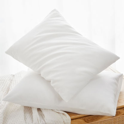 Picture of TILLYOU Toddler Pillowcase 2 Pack with Envelope Closure,13" x 18" Silky Soft Microfiber Travel Kids Pillow Cases for Boys and Girls,Pure White