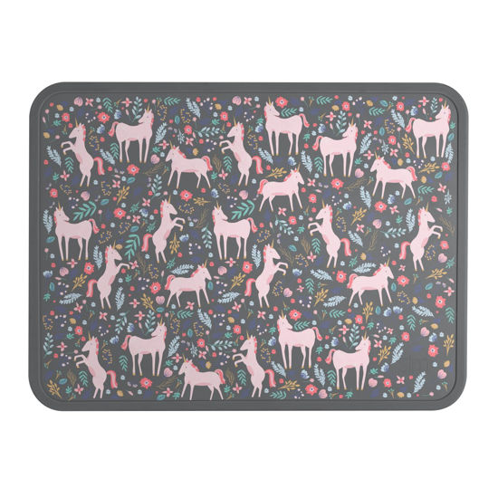 Picture of Simple Modern Silicone Placemat for Baby, Toddlers, Kids | Non-Slip Baby Eating Table Food Mat for Restaurants and Dining Table | Piper Collection | Unicorn Fields