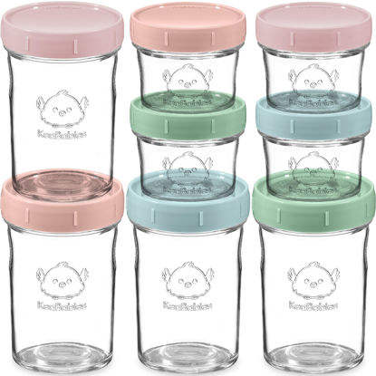 Picture of KeaBabies 4pk 8oz & 4pk 4oz Glass Baby Food Containers - Leak-Proof, Microwavable Small Baby Glass Jars with Lids,Baby Food Storage Containers,Baby Snack Containers,BPA-Free Baby Food Jars(Musk Dusk)