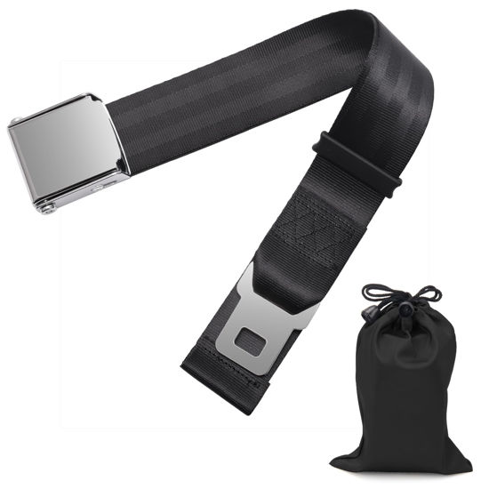 Picture of Coolrunner Airplane Seat Belt Extender, Adjustable 7-32" Airplane Seatbelt Extender - FITS ALL Airlines - Free Carrying Case Black