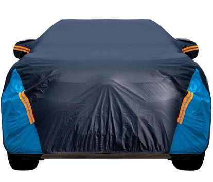 Picture of Car Cover Waterproof All Weather for Automobiles, 6 Layers Outdoor Full Exterior Cover Rain Sun UV Snowproof Protection with Zipper Cotton, Mirror Pocket for SUV (191-201 inch)