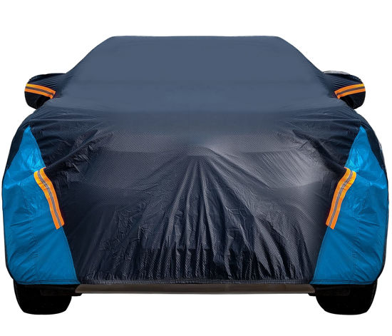 Picture of Car Cover Waterproof All Weather for Automobiles, 6 Layers Outdoor Full Exterior Cover Rain Sun UV Snowproof Protection with Zipper Cotton, Mirror Pocket for SUV (191-201 inch)