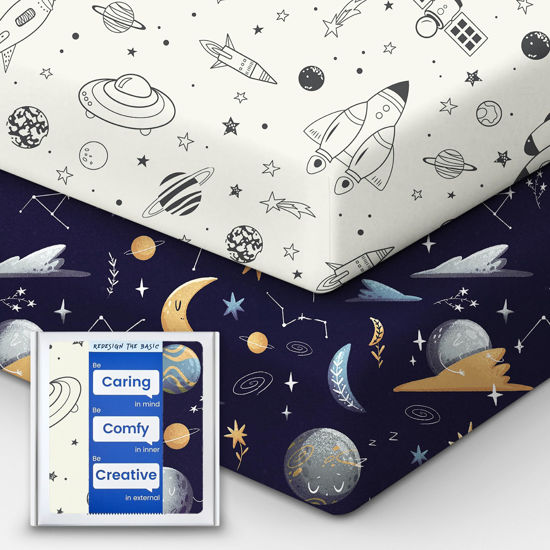 Picture of Crib Sheet for Boy Girl, Premium Soft Jersey Knit Fitted Crib Sheet, Safe and Snug, Durable, Stylish Crib Sheet, 28''x52''x9'' Extra Deep Pocket