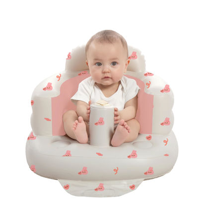 Picture of AGITVPS Inflatable Baby Seat for Babies 3-36 Months, Built in Air Pump Baby Chair Sit Me up Floor Seat for Baby, Bumbo Seat for Learning to Sit, Feeding, Camping (Love Bunny)