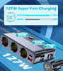 Picture of 7 in 1 Cigarette Lighter Splitter, LIHAN 3 Socket Car Charger Adapter, Type-C QC3.0 PD 30W Charging, Dual USB Charging Ports, Independent Switches, LED Voltmeter, Plug Outlet 12V/24V(3.3ft Cable)