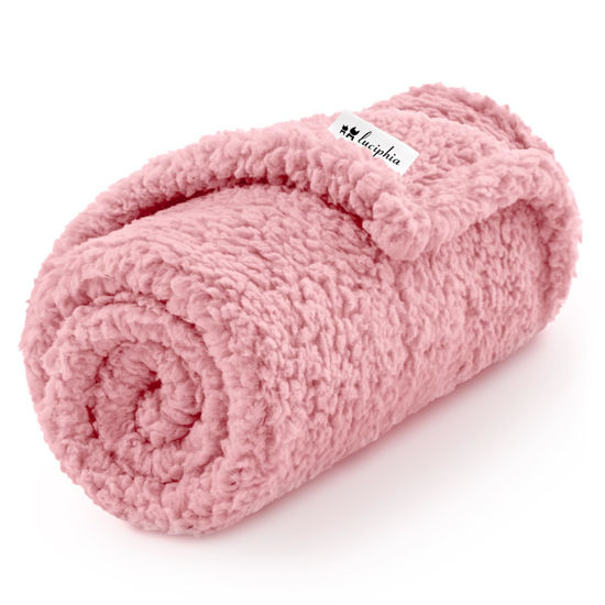 Picture of Luciphia Premium Fleece Dog Puppy Blanket Soft Pet Sherpa Calming Cat Blanket Throw for Small Medium Dog Cat(Pink,41x31 inches)
