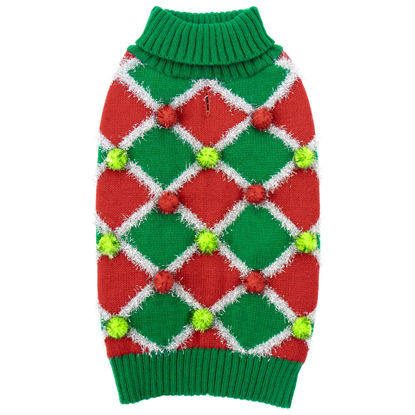 Picture of cyeollo Dog Christmas Sweater Turtleneck Dog Sweaters for Medium Dogs Girl Xmas Knitted Pullover Soft Dog Clothes Holiday Outfit, Green X-Large