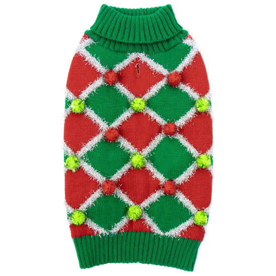 Picture of cyeollo Dog Christmas Sweater Turtleneck Dog Sweaters for Medium Dogs Girl Xmas Knitted Pullover Soft Dog Clothes Holiday Outfit, Green X-Large