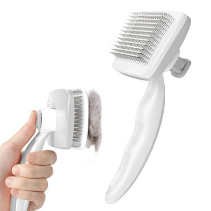 Picture of Pecute Self-Cleaning Slicker Brush for Dogs, Cats, Lightweight Dog Brush for Shedding Massaging Grooming, Cat Brush Gently Removes Loose Fur Undercoat for Dogs Cats Rabbits of All Hair Types