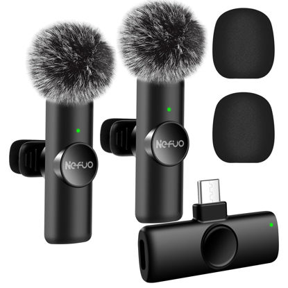 Picture of Nefuo 2 Pack Type C Mini Wireless Lavalier Microphone for iPhone 15 & Android Devices, Crystal Clear Sound Quality with Noise Reduction Lapel Microphone Plug-Play for Podcast Vlog YouTube TikTok