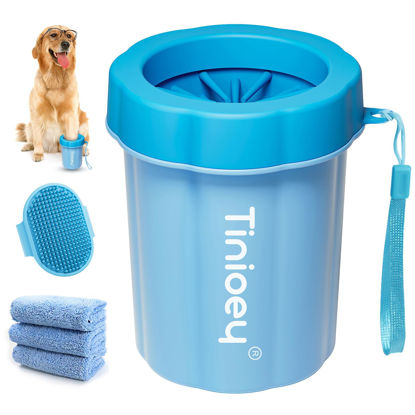 Picture of Tinioey Dog Paw Cleaner for Dogs (with 3 Absorbent Towels), Dog Paw Washer, Muddy Paw Cleaner, Pet Foot Cleaner
