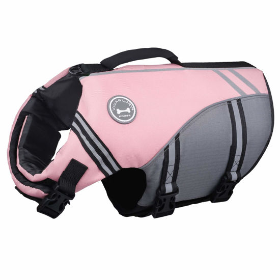 Picture of VIVAGLORY Dog Life Jacket, Dog Life Vest for Swimming & Boating, Sports Style, Sakura Pink, Small