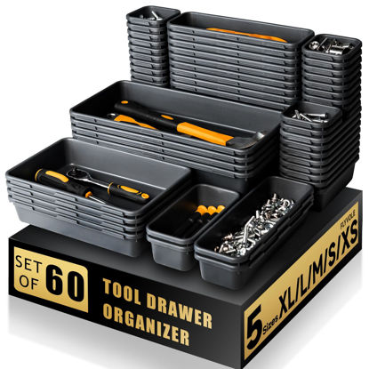 Picture of [60 PCS Upgraded] FLYVOLE Tool Box Organizer Tray, Toolbox Desk Drawer Organizer, Tool Box Tray, Toolbox Organization Storage for Rolling Tool Chest (60 PCS)