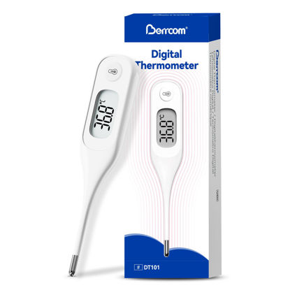 Picture of Berrcom Digital Thermometer for Adults and Kids, Medical Thermometer for Fever 10 Second Reading Armpit Thermometer with Fever Alarm