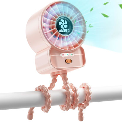 Picture of AMTIFO Stroller Fan Pink for Girls: Baby Cooling Fan for for Stroller Car Seat Bed Beach Bike