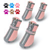 Picture of QUMY Dog Shoes for Small Dogs, Puppy Dog Boots & Paw Protectors for Winter Snowy Day, Summer Hot Pavement, Waterproof in Rainy Weather, Ourdoor Walking, Indoor Hardfloors Skid-Resistant Sole Pink 1