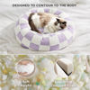 Picture of Lesure Cat Beds for Indoor Cats - Round Cat Bed Donut Small Dog Bed Calming Pet Beds, Cute Modern Beds with Jacquard Shaggy Plush & Anti Slip Bottom, 20 Inch, Purple