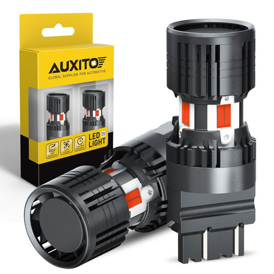 Picture of AUXITO CANBUS 3156 3157 LED Bulbs Red with Built-in Resistor 3056 3057 3457R 4057 4156 4157 Anti Hyper Flash Error Free Brake Lights, Tail Lights, Stop Lights, Turn Signal Lights, Pack of 2