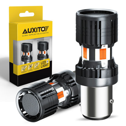 Picture of AUXITO CANBUS 1157 LED Bulbs Amber Yellow with Built-in Resistor 2057 2357 7528 BAY15D P21/5W Anti Hyper Flash Error Free Front Rear Turn Signal Lights Blinker Parking DRL Marker Lights, Pack of 2