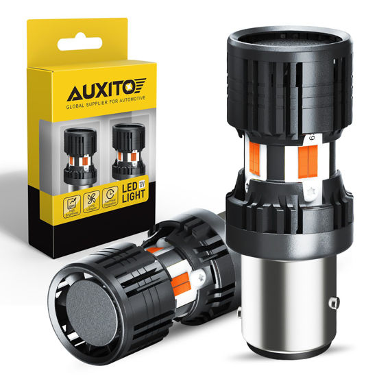 Picture of AUXITO CANBUS 1157 LED Bulbs Amber Yellow with Built-in Resistor 2057 2357 7528 BAY15D P21/5W Anti Hyper Flash Error Free Front Rear Turn Signal Lights Blinker Parking DRL Marker Lights, Pack of 2