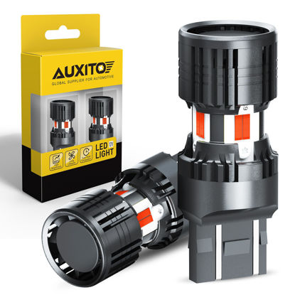 Picture of AUXITO CANBUS 7440 7443 LED Bulbs Red with Built-in Resistor 7441 7444 W21W Anti Hyper Flash Error Free Brake Lights, Tail Lights, Stop Lights, Turn Signal Lights, Pack of 2
