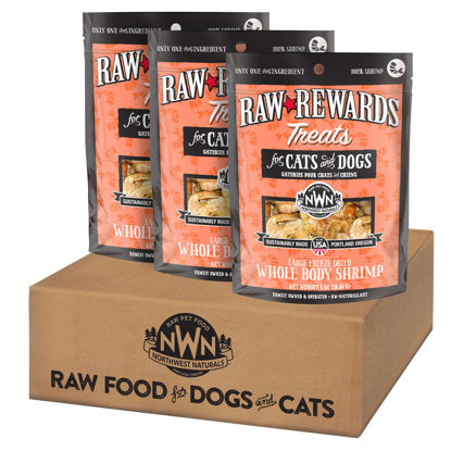 Picture of Northwest Naturals Raw Rewards Freeze-Dried Shrimp Treats for Dogs and Cats - Bite-Sized Pieces - Healthy, 1 Ingredient, Human Grade Pet Food, All Natural - 1 Oz (Pack of 3)