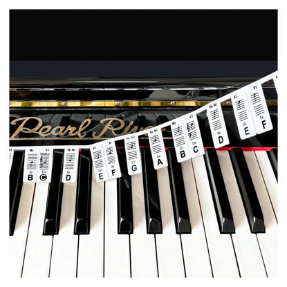 Picture of Removable Piano Keyboard Note Labels, Silicone Piano Notes Stickers Guide for Beginner, Reusable 88 Key Full Size Piano Key Music Notes Letter Label