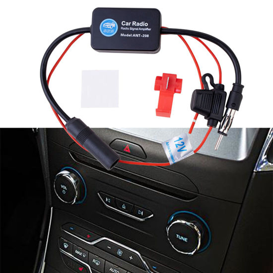 Picture of HAOBO Car Antenna Booster, Car Stereo FM Radio Antenna Signal Booster Amplifier Amp,12V Power Supply DIN Plug Connector Adapter for Marine Truck SUV Car Audio Radio Stereo Media Head Unit Receiver