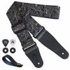 Picture of Nefelibata Guitar Strap Japan Printed Cotton Original Design Adjustable Guitar Strap with Long Leather Ends,Include Strap Button,Guitar Picks and Strap Locks(Auspicious Cloud)