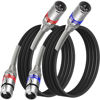 Picture of Giusuemp XLR Cable 10 ft 2 Pack, Premium XLR Microphone Cable, 3-Pin Balanced Shielded XLR Male to Female Mic Speaker Cord, Metal Spring SR