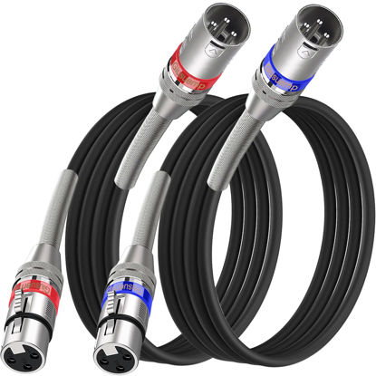 Picture of Giusuemp XLR Cable 10 ft 2 Pack, Premium XLR Microphone Cable, 3-Pin Balanced Shielded XLR Male to Female Mic Speaker Cord, Metal Spring SR